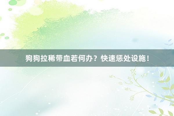 狗狗拉稀带血若何办？快速惩处设施！